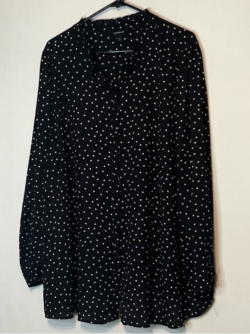Torrid Polka Dot V-Neck Button Down Long Sleeve Tunic Blouse Size 5